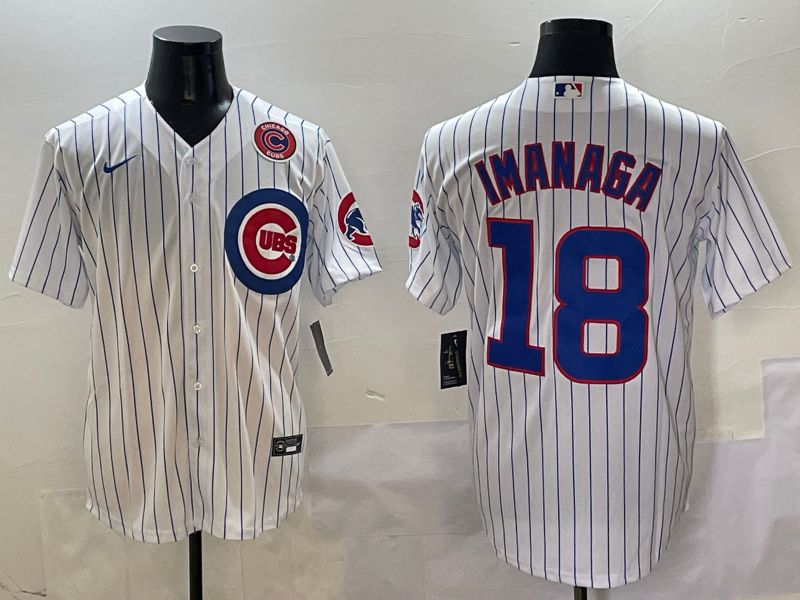 Men Chicago Cubs #18 Imanaga White Stripe Game Nike 2025 MLB Jersey style 6
